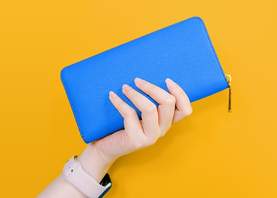 Two hands holding a green wallet symbolizing assistance